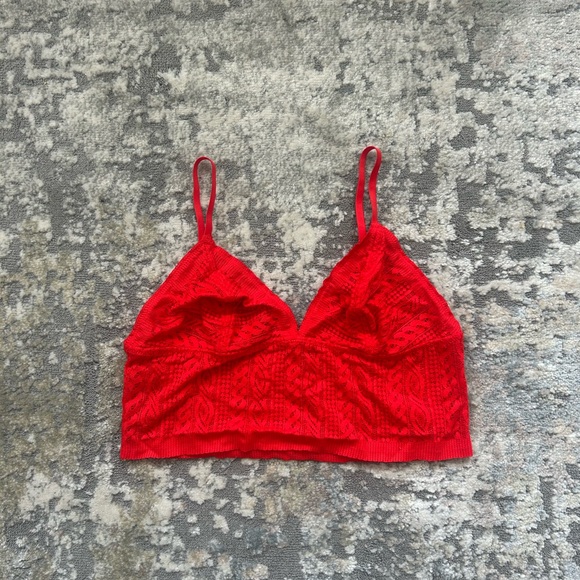 NWOT Aerie Red Lace Bralette‎ with Adjustable Straps M - Picture 1 of 5